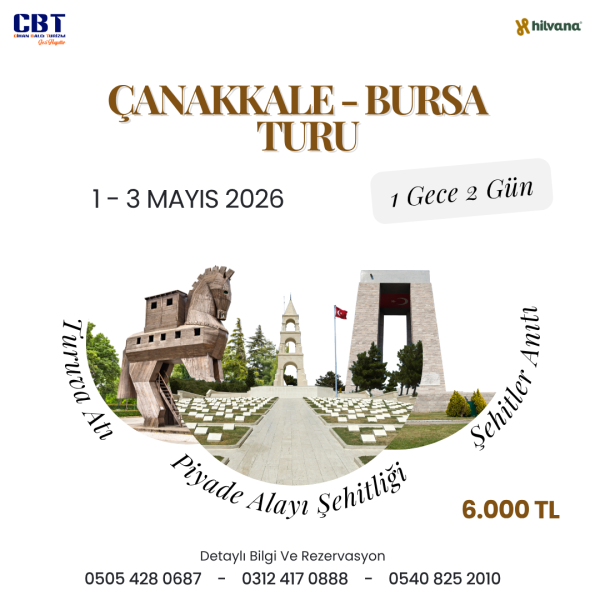 1-3 MAYIS 2026  ÇANAKKALE - BURSA TURU