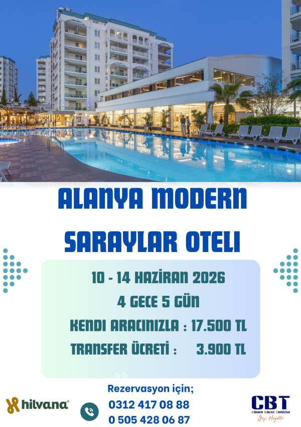 10 -14 HAZİRAN 2026 ALANYA MODERN SARAYLAR TURU
